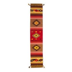 Brilliant Sunset,'Artisan Crafted Wool Blend Geometric Table Runner from Peru'