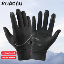 RNABAU Cycling Gloves Autumn Winter Gloves Touch Screen Anti-slip Waterproof Road MTB Bike Running Fitness Motor Racing Gloves