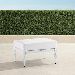 Avery Ottoman with Cushion in White Aluminum - Standard, Riviera Stripe Dune - Frontgate
