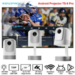 WESOPRO TS8 Pro Smart Hidden lifting Gimbal Projector 4K Portable with Wifi6 Bluetooth 5.0 Android 13 Auto Keystone Home Theater