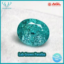 Lab Grown Paraiba Oval Shape Cracked Ice Cut Tourmaline Gemstone For DIY Jewelry Making Material Selectable AGL Certificate