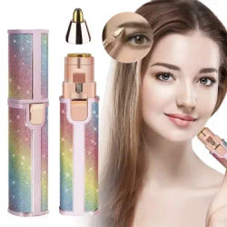 2-in-1 rechargeable facial hair removal and eyebrow razor - facial lips body painless facial razor, built-in LED light USB