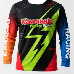MOTO-Men's and women's long sleeved T-shirts with Kawasaki patterns 3D printed, fashionable, breathable, and cool tops