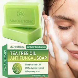 MIAOFUTONG Gentle for Sensitive Skin TEA TREE OILANTIFUNGAL SOAP Plant-Based Care Moisturizing FormulaG lmproving acne