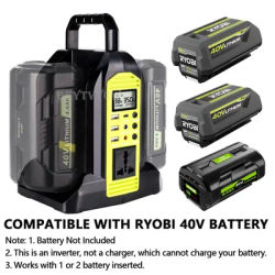 350W 2-Port Power Inverter for Ryobi 40V Battery DC 40V to AC 120V Pure Sine Wave Inverter Battery Converter Generators With LED