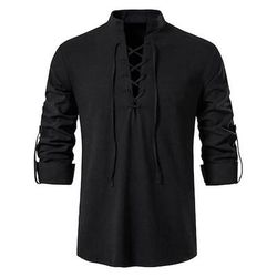 Medievale Rinascimento 17° secolo Camicia Pirata Vichingo Tinta unita Costume Per uomo Halloween Carnevale Casual Quotidiano Fiera Rinascimentale LARP Adulti Camicia Primavera Estate