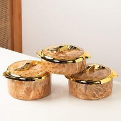 set scaldavivande touch, casseruola termica da 3 pezzi con coperchio, contenitore isolato in acciaio inox per alimenti caldi/freddi, pentole antiaderenti, moderno guscio in ABS