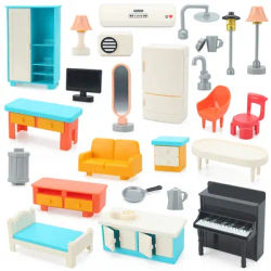 Big Building Block Mini Furniture Play House Compatible Duploed Accessories Assembly Parts Toys For Children