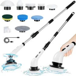 Electric Shower Scrubber, Power Cleaning Brush with 9 Brush Heads for Bathtub Tile Floor Car
