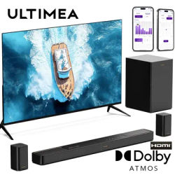 Barre de son ULTIMEA 5.1.2 canaux avec Dolby Atmos et caisson de basses sans fil, système de son surround pour téléviseur intelligent avec 2 enceintes surround