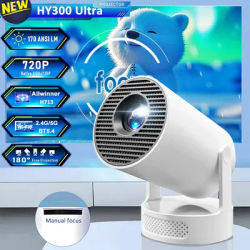 Tideboom HY300 Ultra Portable 4K Projector with Speaker Home Cinema LCD Beamer Outdoor Movie Android11 BT5.4 Camping Projector