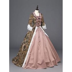 Vintage Rococò Vittoriano Maxi Vestito Costume da festa Mascherata Normale A sbuffo Principessa Cenerentola Shakespeare Pizzo Fiocco Principessa Collo quadrato Costume Per donna Ragazze Halloween