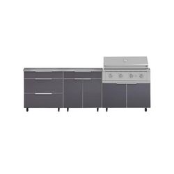 NewAge Outdoor Kitchens Aluminum 5-Piece Cabinet Set With Casters and 3 Drawer, Bar, Grill Cabinet, Performance Grill, Countertop