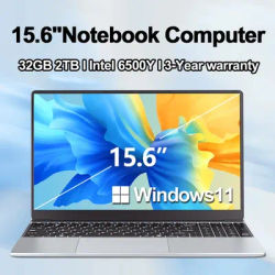 LENO HOT 15.6" Portable Laptop 32GB RAM 2TB SSD Intel 6500Y 5000mAh Office Windows11 Notebook PC Gamer with Backlit Fingerprint