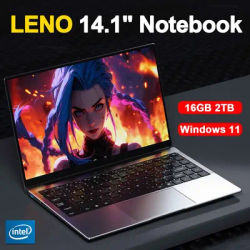 LENO 14.1" Ultra Slim Laptop Windows11 16GB RAM 2TB SSD Intel N3700 Notebook Gamer 1920*1080 Display Office Study Computer PC