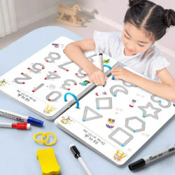 32-Page Reusable Magic Practice Notebook Set | Whole Brain Development, Writing Training, and Art Education Handbook | Learn Writing Skills, Paper Materials, Durable Binding | Color Pages