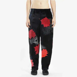YOJI OOAK GABARDINETROUSERS Skeleton rose slim-fit pants Pipe pants