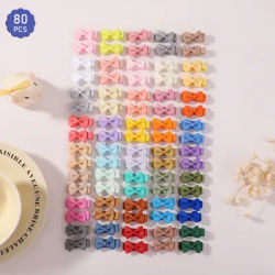 20/40/60/80 Pcs Mini Bows Hair Clips Girls Colorful Cloth Barrettes Boutique Hairbangs Hairpin DIY Hair Accessories for Children