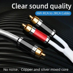 Câble Audio Hi-Fi RCA vers 2RCA pour Amplificateur et Haut-Parleur, 7N OCC, Sans Bruit, One Pad-2 Splitter Y 2RCA Jack, Caisson de Basses, Haute Qualité