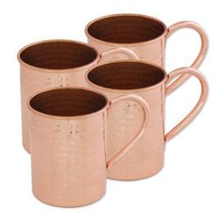 Campfire Camaraderie,'Set of Four Hand Crafted Copper Handled Mugs from India'
