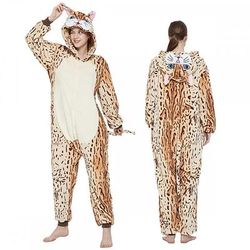 Costume di Carnevale Pigiama Kigurumi Costume di Gruppo Costume tutina Fantasia animale Leopardo Caldo Comodo Con cappuccio Pile Adulti Per uomo Per donna Unisex Halloween Carnevale Feste Performance