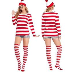 Costume di Carnevale Wally Carnevale Altri accessori Costume di fantasia Bianco e Rosso A strisce Adulti Per donna Halloween Carnevale Settimana del libro Feste Performance Costume di Carnevale facile