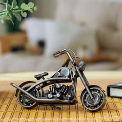 'Motorcycle-Themed Eco-Friendly Recycled Metal Sculpture'