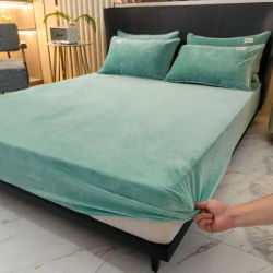 Soft Velvet Fitted Sheet with Elastic Bands Non Slip Adjustable Mattress Cover for Single Double King Queen Bed 90 /150/ 160/180