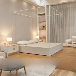 Thickened Three-Door Mosquito Net Stand Painted Iron Bedside Accessories Bedroom Free-Standing Old-Style Pattern Account Pole