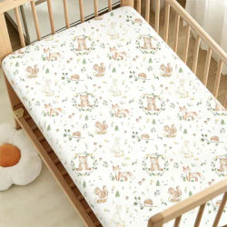 1pc Baby Crib Fitted Sheet with Pure Cotton Fabric For Boys Girls, Mattress Cover Fitted Sheet For 120*60cm/47*24*4in