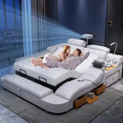 180x200cm king size mattress bedroom Double bed projectior Massage chair multifunctional bed frame king with storage furniture