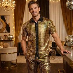 Retrò Vintage Anni '70 Disco Blusa / Camicia Costume Per uomo Costume di Carnevale Halloween Carnevale Mascherata Performance Festa / Sera Palcoscenico Camicia Primavera Estate