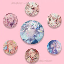 Akiyama M-Mizuki 58mm Cartoon Badge Stage Brooches on Backpack Clothes Handmade Round Enamel Pins for Jewelry Gift Bag Accessory