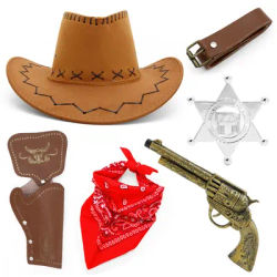 Medieval Cosplay Outfit Set Cowboy Holster Hat Toy Gun Cowboy Gun Belt Holster Clothing Accessories