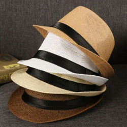 Casquette de soleil de plage unisexe, casquette d'été en paille à large bord, Panama, robe de Jazz décontractée, chapeau de Cowboy Fedora, casquette Gangster