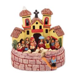 Golden Town,'Ceramic Christmas Nativity Scene Handcrafted in Peru'