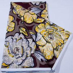 2026 Nigerian Glitter Prints Fabric Cotton Ghana Style 6 Yards High Quality Real Ankara Wax Lace fabric for Women Party Dress
