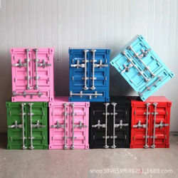 Industrial Style Metal Container Storage Cabinet for Bedroom Coffee Shop Bedside Table with Window Decor Exhibit Furniture