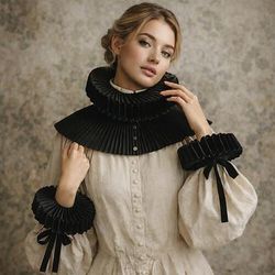 Vintage Rococò Vittoriano Colletto increspato Principessa Gentildonna Pieghettato Costume Per donna Carnevale Halloween Fiera Rinascimentale Adulti Altri Accessori