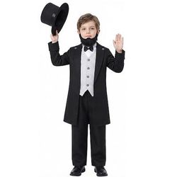 Set 250° anniversario USA Retrò Vintage Medievale Abiti Lunghe Lincoln Costume Ragazzi Costume di Carnevale Carnevale Giorno dell'Indipendenza Mascherata 4 luglio Bambini Costume