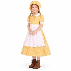 250° anniversario USA 19° secolo anni 1800 Abito da prateria Set cuffia e grembiule Maniche corte Ragazza pioniera Coloniale Pioniere Guerra rivoluzionaria Floreale Costume Ragazze Halloween Carnevale
