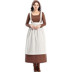 250° anniversario USA 19° secolo anni 1800 Lunghezza alla caviglia Abito da prateria Set cuffia e grembiule Lunghe Ragazza pioniera Coloniale Pioniere Guerra rivoluzionaria Costume Per donna