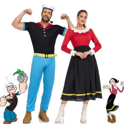 Cartoon Adult Superhero Sailor Man Uniform Fancy Dress Up Women Olive Costume Men Popeyed Costume