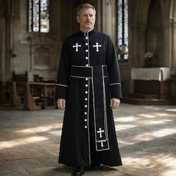 Retrò Vintage Religioso Medievale Lunghezza al pavimento Vestaglia Lunghe Prete Collo alla coreana Costume Unisex Halloween Carnevale Mascherata Fiera Rinascimentale LARP Adulti Cappotto