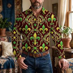 Retrò Vintage Anni '70 Camicia Camicia Aloha Lunghe Hippie Costume Per uomo Mascherata Festival Musicale Feste Abbigliamento quotidiano Adulti Camicia
