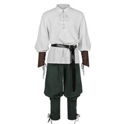 Medievale Rinascimento Costume di fantasia Lunghe Pirata Vichingo Costume Per uomo Vichingo Costumi da pirata Halloween Carnevale Performance LARP Fiera Rinascimentale Adulti Camicia Pantaloni Cintura
