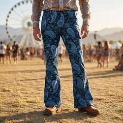 Retrò Vintage Boho Anni '70 Pantaloni Pantaloni a zampa d'elefante Hippie Disco Vita alta Paisley Costume Per uomo Halloween Carnevale Festival Musicale Festa a tema retrò Adulti Pantaloni