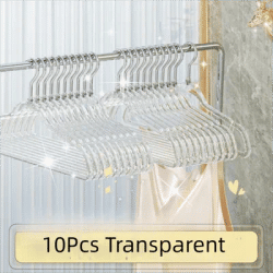 10Pcs Thickened Transparent Glitter Hangers Non-slip Non-scratch Clothes Drying Rack Space Saving Non-marking Trouser Rack