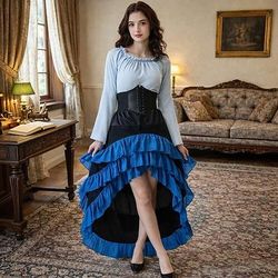 Set Gotico Medievale Rinascimento Gonna Blusa / Camicia Corsetto Lunghe Pirata Linea ad A Scollo Tondo Costume Per donna Halloween Carnevale Fiera Rinascimentale LARP Festa a tema retrò Adulti