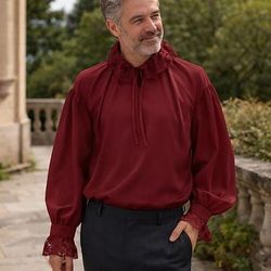Gotico Vittoriano Medievale Camicia Lunghe Principe Pirata Costume Per uomo Halloween Carnevale Fiera Rinascimentale Festa a tema retrò Adulti Camicia